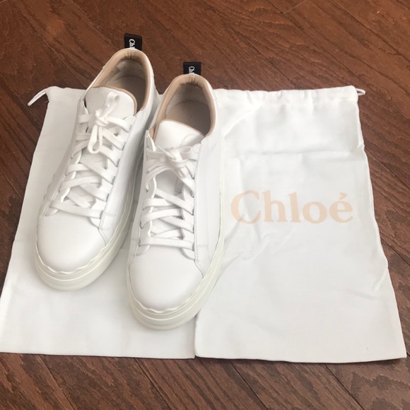 chloé lauren sneaker smooth calfskin white